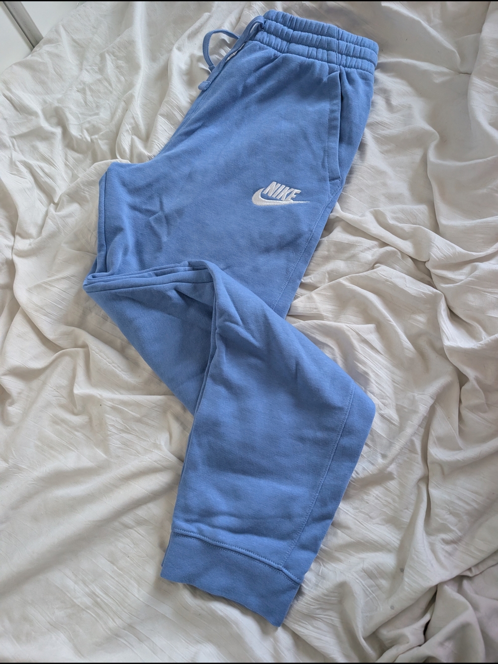 Nike Light Blue Fleece Joggers with White Logo